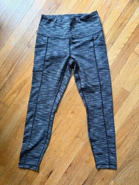 Womens Grey Space-Dye Performance Leggings